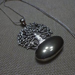 Beautiful "APACHE PYRITE" Handmade Sterling TREE Pendant/Chain #742B